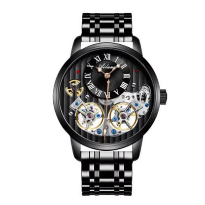 Double Tourbillon Men Watches Leather Wrist Mechanical Watches Automatic Flying Tourbillon Watches Waterproof Relogio