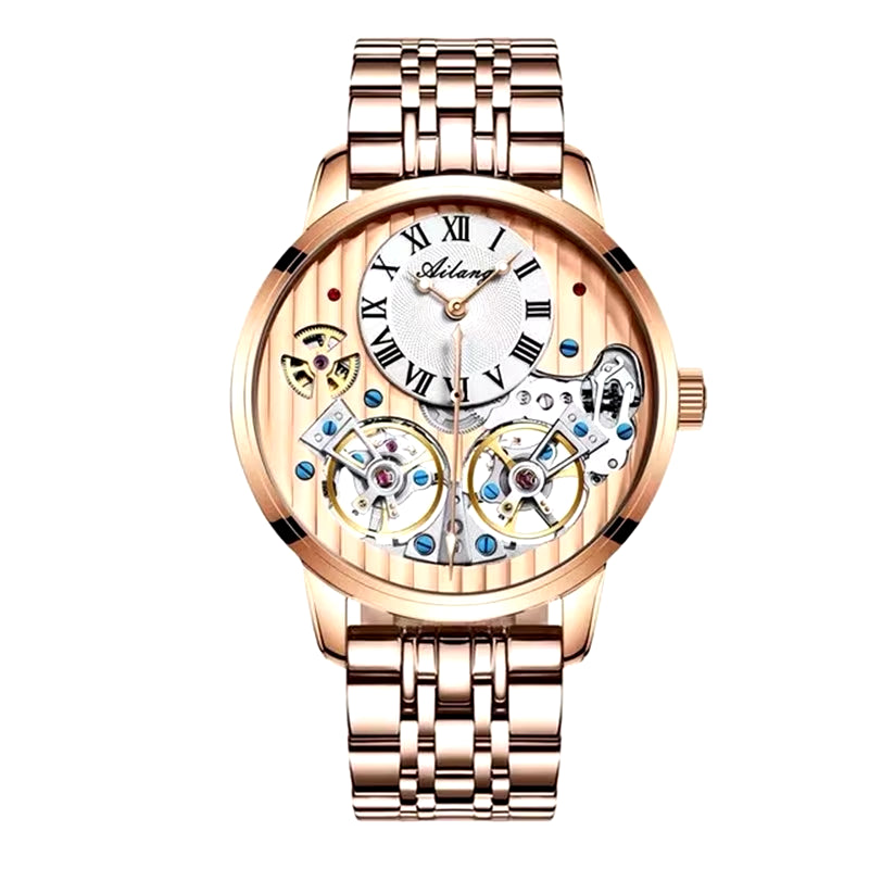 Double Tourbillon Men Watches Leather Wrist Mechanical Watches Automatic Flying Tourbillon Watches Waterproof Relogio