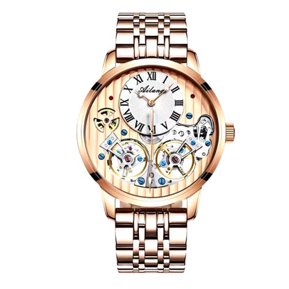 Double Tourbillon Men Watches Leather Wrist Mechanical Watches Automatic Flying Tourbillon Watches Waterproof Relogio