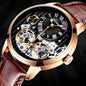 Double Tourbillon Men Watches Leather Wrist Mechanical Watches Automatic Flying Tourbillon Watches Waterproof Relogio