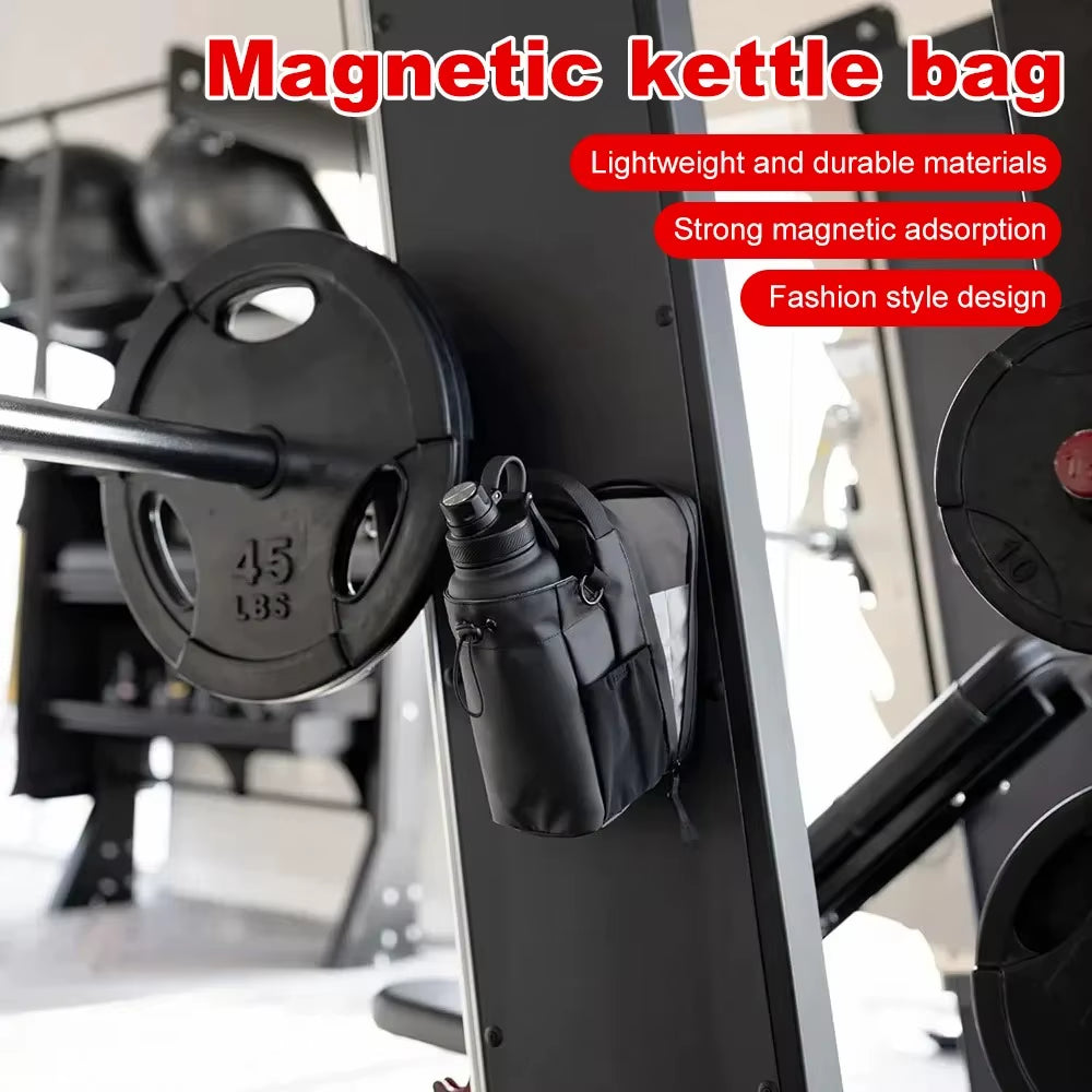 Magnetic Gym Bag Huge Capacity Magnetic Carrier Pouch with Phone Pocket Portable Water Bottle Pouch Cross Body Accessories Bag