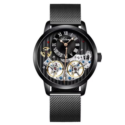 Double Tourbillon Men Watches Leather Wrist Mechanical Watches Automatic Flying Tourbillon Watches Waterproof Relogio