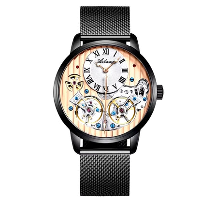 Double Tourbillon Men Watches Leather Wrist Mechanical Watches Automatic Flying Tourbillon Watches Waterproof Relogio