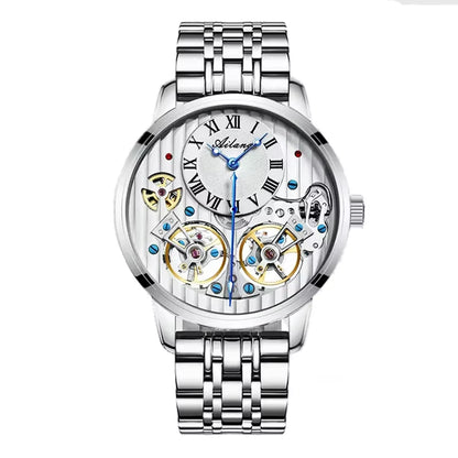 Double Tourbillon Men Watches Leather Wrist Mechanical Watches Automatic Flying Tourbillon Watches Waterproof Relogio